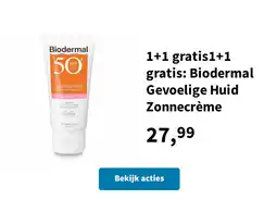 Plein.nl 1+1 gratis1+1 gratis: Biodermal Gevoelige Huid Zonnecrème aanbieding