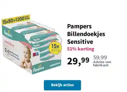 Plein.nl Pampers Billendoekjes Sensitive aanbieding