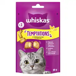 PLUS Whiskas Temptations Kip en Kaas aanbieding