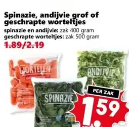Coop Spinazie, andijvie grof of geschrapte worteltjes aanbieding