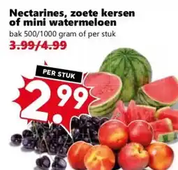 Coop Nectarines, zoete kersen of mini watermeloen aanbieding