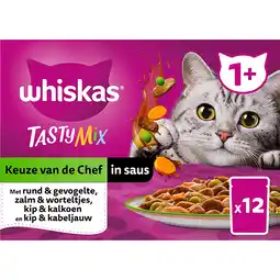 PLUS Whiskas 1+ Kattenvoer Tasty Mix - in saus aanbieding