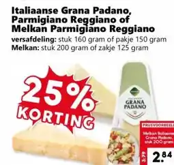 Coop Italiaanse Grana Padano, Parmigiano Reggiano of Melkan Parmigiano Reggiano aanbieding