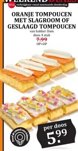 Coop ORANJE TOMPOUCEN MET SLAGROOM OF GESLAAGD TOMPOUCEN aanbieding