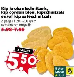 Coop Kip krokantschnitzels, kip cordon bleu, kipschnitzels en/of kip satéschnitzels aanbieding