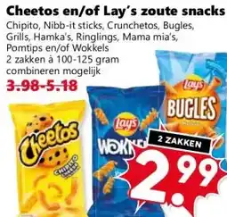 Coop Cheetos en/of Lay's zoute snacks aanbieding
