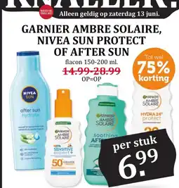Coop GARNIER AMBRE SOLAIRE, NIVEA SUN PROTECT OF AFTER SUN aanbieding