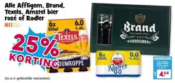 Boon`s Markt Alle Affligem, Brand, Texels, Amstel bier rosé of Radler aanbieding