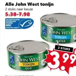 Coop Alle John West tonijn aanbieding