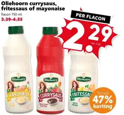 Coop Oliehoorn currysaus, fritessaus of mayonaise aanbieding