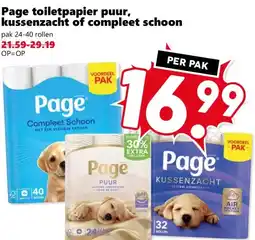 Coop Page toiletpapier puur, kussenzacht of compleet schoon aanbieding