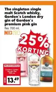 Coop The singleton single malt Scotch whisky, Gordon's London dry gin of Gordon's premium pink gin aanbieding