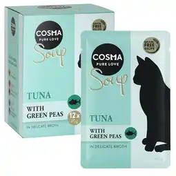Zooplus 12x40g Soup Tonijn met Groene Erwten Cosma Kattenvoer aanbieding