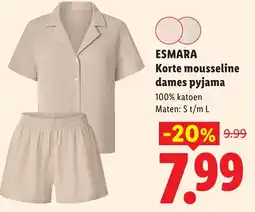 Lidl Esmara Korte mousseline dames pyjama aanbieding