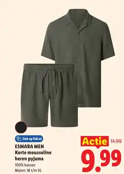 Lidl Esmara men Korte mousseline heren pyjama aanbieding