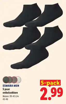 Lidl Esmara men 5 paar enkelsokken aanbieding