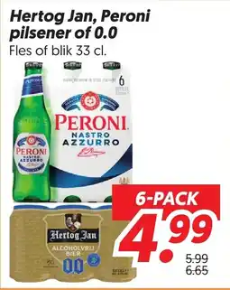 Dekamarkt Hertog Jan, Peroni pilsener of 0,0 aanbieding