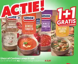 Dekamarkt Unox of Conimex soep in zak aanbieding