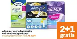 Albert Heijn Alle A-merk periodeverzorging en incontinentieproducten aanbieding