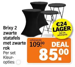 Albert Heijn Brixy 2 zwarte statafels met zwarte rok aanbieding