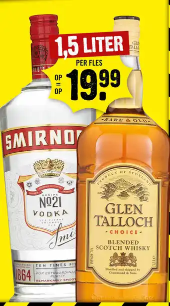 Dirck 3 Smirnoff Of Glen Talloch 1,5liter aanbieding