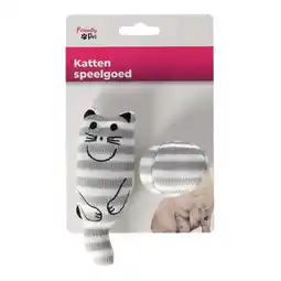 Van Cranenbroek Kattenspeeltje kat + bal grijs Friendly Pet aanbieding