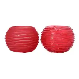 Van Cranenbroek Theelichthouder van glas rood 10 x 10 x 8 cm aanbieding