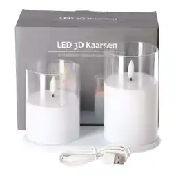Van Cranenbroek Kaars LED set 2 wit oplaadbaar aanbieding