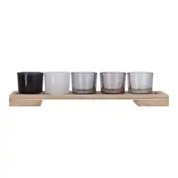 Van Cranenbroek Set theelichthouders met hout grijs aanbieding