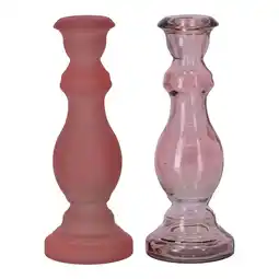 Van Cranenbroek Kaarshouder van glas 7 x 20 cm roze aanbieding