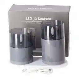 Van Cranenbroek Kaars LED set 2 antraciet oplaadbaar aanbieding