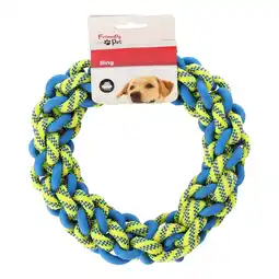 Van Cranenbroek Hondenpeelgoed ring L blauw/geel 23 cm aanbieding