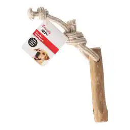 Van Cranenbroek Hondenspeelgoed Java hout stok + trektouw bruin S aanbieding