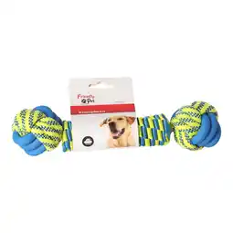 Van Cranenbroek Hondenspeelgoed knoopbeen blauw/geel 28 cm aanbieding
