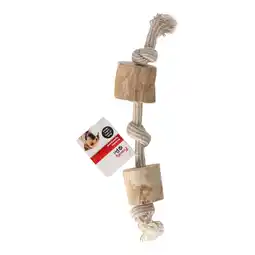 Van Cranenbroek Hondenspeelgoed Java hout 2 blokken en touw bruin M aanbieding