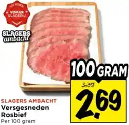Vomar Voordeelmarkt Slagers Ambacht Versgesneden Rosbief aanbieding