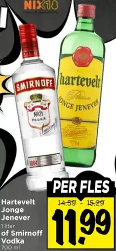 Vomar Voordeelmarkt Hartevelt Jonge Jenever of Smirnoff Vodka aanbieding