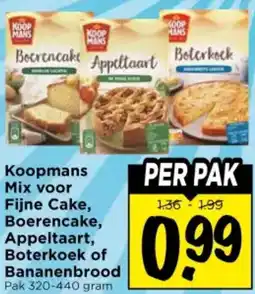 Vomar Voordeelmarkt Koopmans Mix voor Fijne Cake, Boerencake, Appeltaart, Boterkoek of Bananenbrood aanbieding