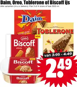 Dirk Daim, Oreo, Toblerone of Biscoff ijs aanbieding