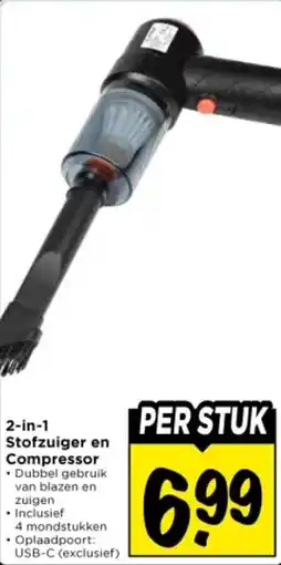 Vomar Voordeelmarkt 2-in-1 Stofzuiger en Compressor aanbieding