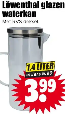 Dirk Löwenthal glazen waterkan aanbieding