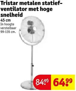 Kruidvat Tristar metalen statiefventilator met hoge snelheid aanbieding