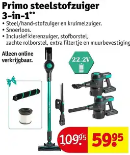 Kruidvat Primo steelstofzuiger 3-in-1 aanbieding