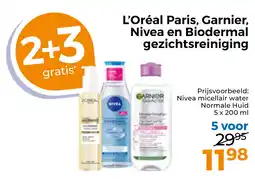 Trekpleister L'Oréal Paris, Garnier, Nivea en Biodermal gezichtsreiniging aanbieding