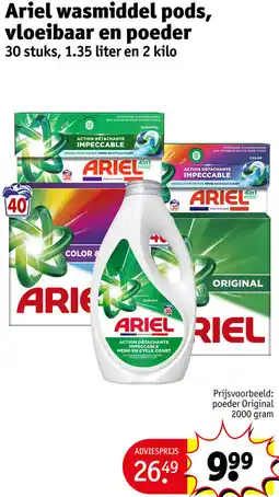 Kruidvat Ariel wasmiddel pods, vloeibaar en poeder aanbieding