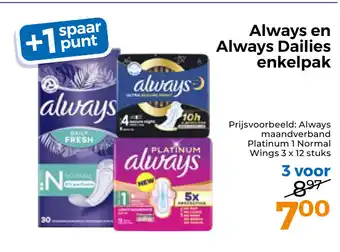 Trekpleister Always en Always Dailies enkelpak aanbieding