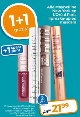 Trekpleister Alle Maybelline New York en L'Oréal Paris lipmake-up en mascara aanbieding