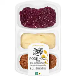 Dekamarkt Daily Chef Rode kool met runderhachee appel en aardappelpuree aanbieding