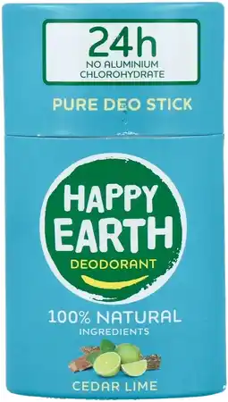De Online Drogist Happy Earth 100% Natural Pure Deostick Cedar Lime aanbieding