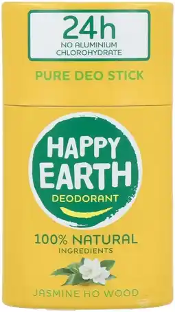 De Online Drogist Happy Earth 100% Natural Pure Deostick Jasmine Ho Wood aanbieding
